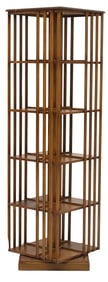 ENGLISH MAHOGANY ROTATING 5-TIER BOOKCASE LIBRARY STAND