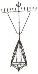 CONTINENTAL WROUGHT IRON FLOOR-STANDING CANDLE HOLDER