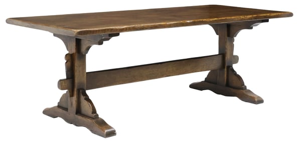 ENGLISH DICKSON OF IPSWICH OAK PILLAR-END REFECTORY TABLE