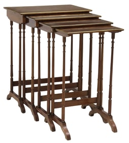 (4) ENGLISH PLUM PUDDING MAHOGANY NESTING TABLES