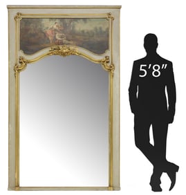 LOUIS XVI STYLE PAINTED TRUMEAU MIRROR, 87.5" X 52"