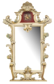 ITALIAN PAINT-DECORATED TRUMEAU MIRROR, 59.5" X 37"