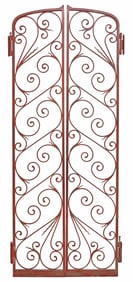 ITALIAN RED PAINTED WROUGHT IRON 2-DOOR GARDEN GATE