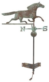 MOLDED SHEET COPPER WEATHERVANE OF A RUNNING HORSE