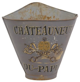 FRENCH VINEYARD PAINTED METAL GRAPE PICKER'S HOTTE