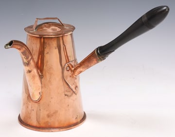LARGE ENGLISH GEORGIAN PERIOD COPPER CHOCOLATE POT