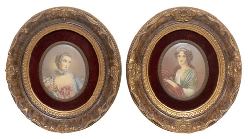 (2) PORTRAIT MINIATURES MADAME DE POMPADOUR & ELIZABETH ALEXEIEVNA
