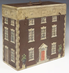 ENGLISH PAINT-DECORATED HOUSE FACADE WORK BOX