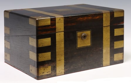 ENGLISH BRASS-MOUNTED CALAMANDER  WRITING SLOPE
