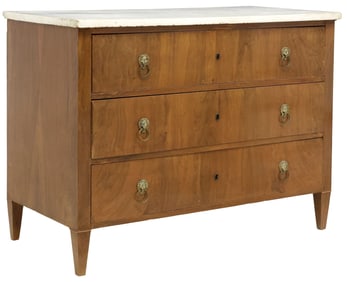 NEOCLASSICAL STYLE MARBLE-TOP WALNUT SECRETARY COMMODE