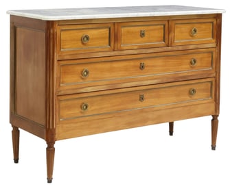 FRENCH LOUIS XVI STYLE MARBLE-TOP MAHOGANY COMMODE