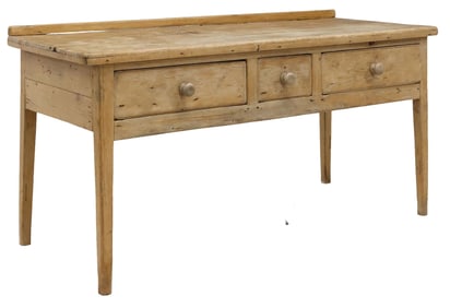 ENGLISH VICTORIAN SCRUBBED PINE KITCHEN WORK TABLE