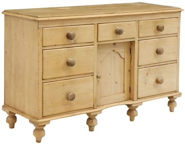 ENGLISH VICTORIAN STRIPPED PINE KITCHEN DRESSER BASE, 19TH C.