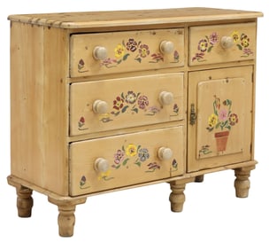 ENGLISH PAINT DECORATED PINE CABINET