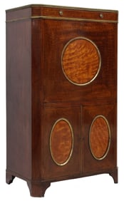 FINE ENGLISH GEORGE III MAHOGANY & SATINWOOD ESCRITOIRE