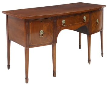 ENGLISH GEORGE III INLAID MAHOGANY BOWFRONT SIDEBOARD