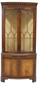 ENGLISH BEVAN FUNNEL GEORGIAN STYLE MAHOGANY CORNER CABINET