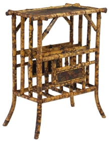 VICTORIAN AESTHETIC JAPANNED BAMBOO CANTERBURY