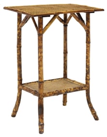 VICTORIAN AESTHETIC MOVEMENT BAMBOO & RATTAN SIDE TABLE
