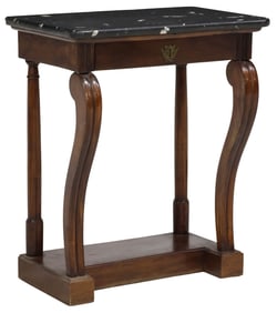 FRENCH EMPIRE STYLE MARBLE-TOP MAHOGANY CONSOLE TABLE