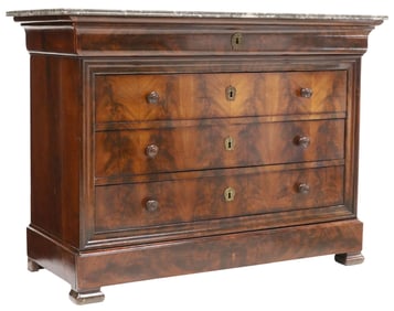FRENCH LOUIS PHILIPPE MARBLE-TOP MAHOGANY COMMODE