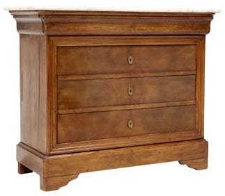 FRENCH LOUIS PHILIPPE PERIOD MARBLE-TOP MAHOGANY COMMODE