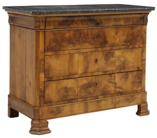 FRENCH LOUIS PHILIPPE MARBLE-TOP WALNUT SECRETAIRE COMMODE