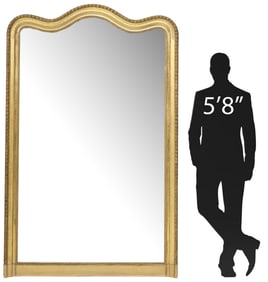 MONUMENTAL FRENCH LOUIS PHILIPPE GILTWOOD BEVELED MIRROR, 85" X 53.5"