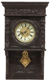 ITALIAN RENAISSANCE REVIVAL CARVED WOOD WALL CLOCK