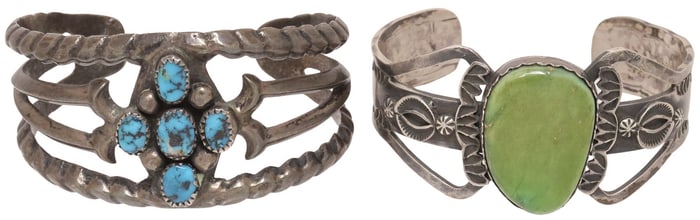 (2) NATIVE AMERICAN NAVAJO STERLING & SILVER CUFF BRACELETS