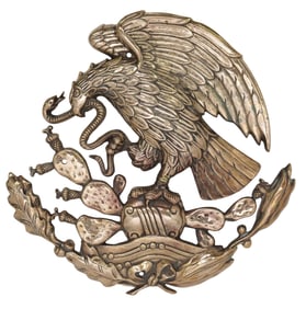 LARGE POLISHED BRONZE WALL PLAQUE MEXICAN COAT OF ARMS