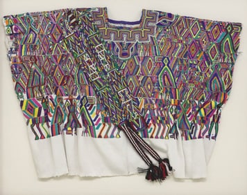 FRAMED GUATEMALAN WOVEN TEXTILE NEBAJ HUIPIL & FAJA