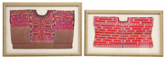 (2) FRAMED GUATEMALAN WOVEN TEXTILE HUIPILS
