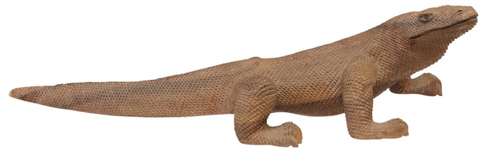 INDONESIAN CARVED TEAKWOOD FIGURE OF A MONITOR LIZARD