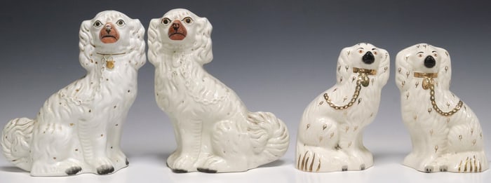 (4) ENGLISH STAFFORDSHIRE MANTEL DOGS, 2 BRENSWICK