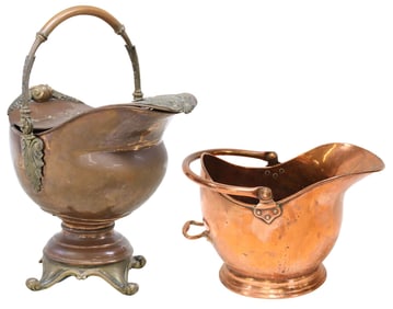 (2) ENGLISH VICTORIAN COPPER & BRASS COAL SCUTTLES