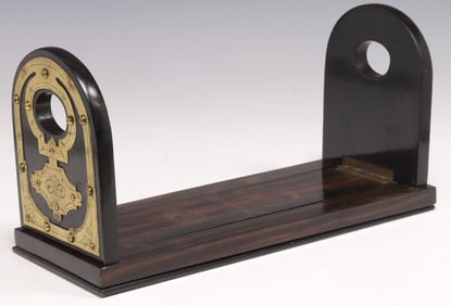 ENGLISH VICTORIAN BRASS-MOUNTED CALAMANDER BOOK SLIDE