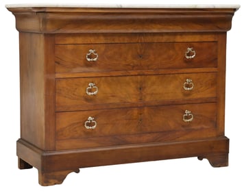 FRENCH LOUIS PHILIPPE MARBLE-TOP WALNUT COMMODE