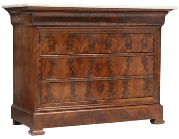 FRENCH LOUIS PHILIPPE MARBLE-TOP MAHOGANY COMMODE