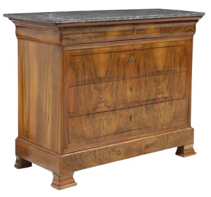 FRENCH LOUIS PHILIPPE MARBLE-TOP WALNUT COMMODE