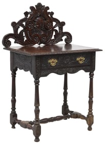 ENGLISH VICTORIAN CARVED OAK HALL TABLE