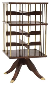 SMALL MAHOGANY ROTATING BOOKCASE LIBRARY STAND