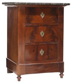 FRENCH LOUIS PHILIPPE MARBLE-TOP MAHOGANY NIGHTSTAND