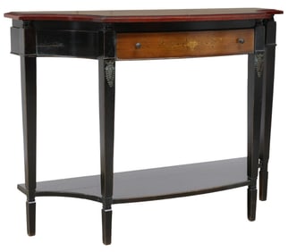 PAINT-DECORATED & FOLIATE MARQUETRY CONSOLE TABLE
