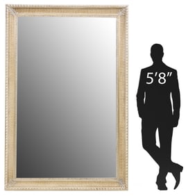 MONUMENTAL SILVER GILT PAINTED BEVELED MIRROR, 95"H