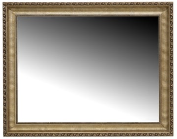 LARGE SILVER GILT PAINTED BEVELED WALL MIRROR, 56"H