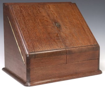 ENGLISH SLANT-FRONT OAK WRITING COMPENDIUM