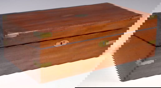 ENGLISH BRASS-BOUND MAHOGANY WRITING SLOPE/ TRAVEL DESK