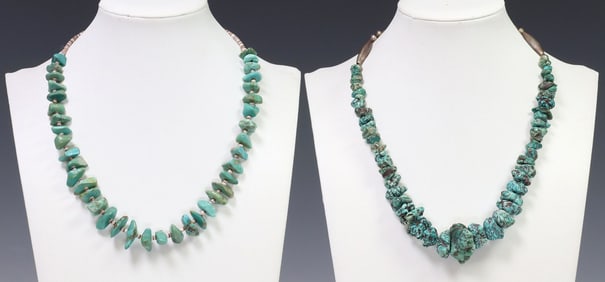 (2) SOUTHWEST GRADUATED TURQUOISE BEADED NECKLACES