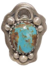 LARGE SOUTHWEST STERLING SILVER & TURQUOISE RING